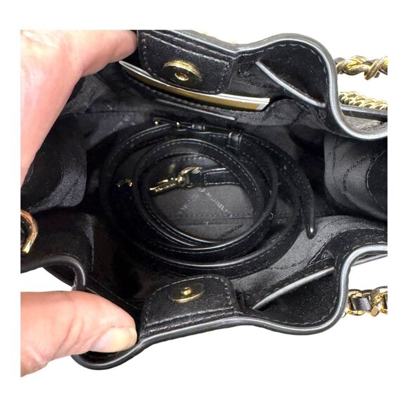 Michael Kors Mina Jet Set Chain Small Black Pebbled Leather Hobo Crossbody Bag - Picture 10 of 11